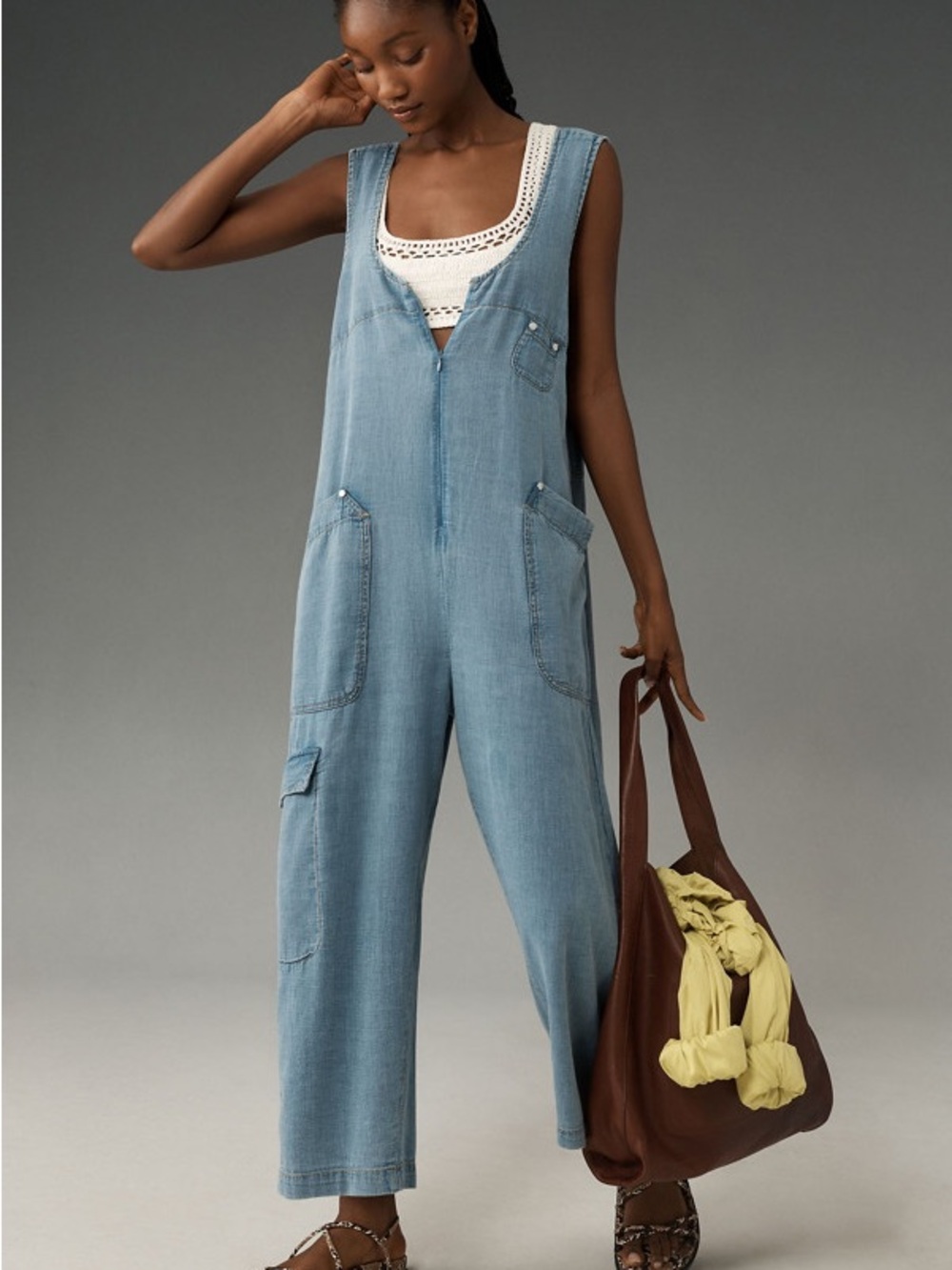 ANTHRO PILCRO Zip Front Wide Leg Overalls